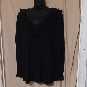 Elegant Black Ruffled Women's Top